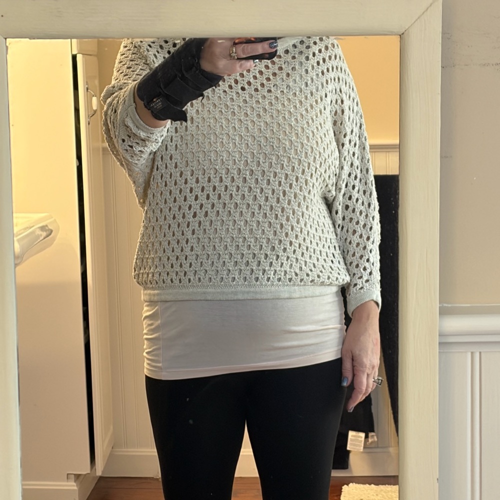 CAbi Women's Cream Open-Knit Sweater